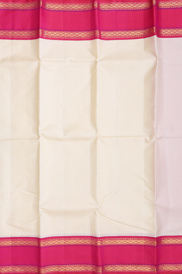 Kanchipuram Silk Saree In Plain Ivory With Korvai Border