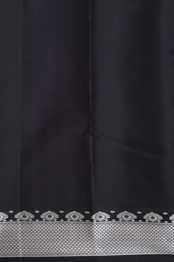 Kanchipuram Silk Saree In Plain Khaki With Temple Border