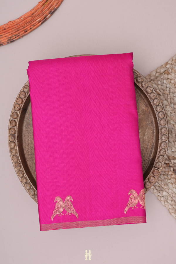 Kanchipuram Silk Saree In Plain Magenta With Parrot Border