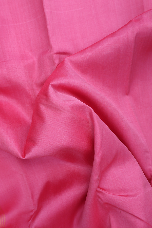 Kanchipuram Silk Saree In Plain Pink With Paisley Border