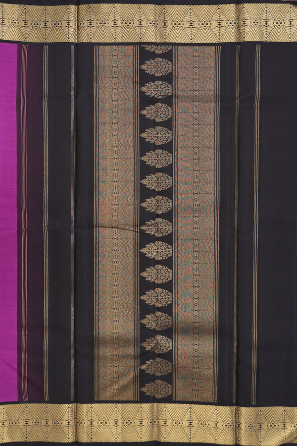 Kanchipuram Silk Saree In Plain Purple With Zari Border