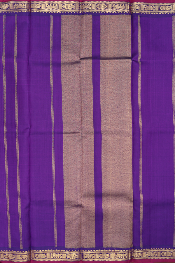 Kanchipuram Silk Saree In Plain Purple With Zari Border