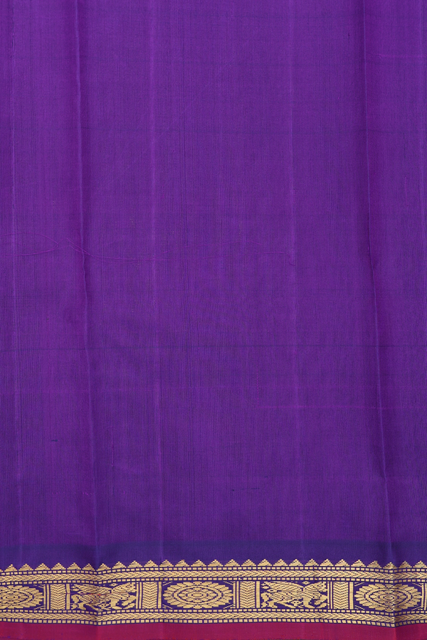 Kanchipuram Silk Saree In Plain Purple With Zari Border
