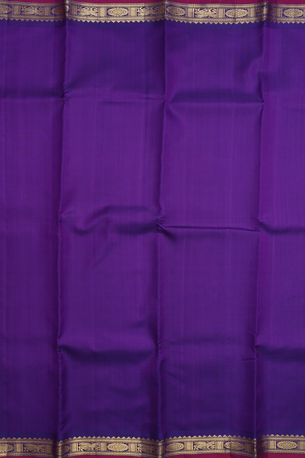 Kanchipuram Silk Saree In Plain Purple With Zari Border