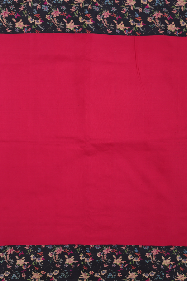 Kanchipuram Silk Saree In Plain Red With Floral Border