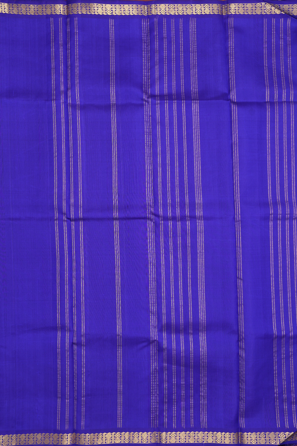 Kanchipuram Silk Saree In Plain Royal Blue With Zari Border
