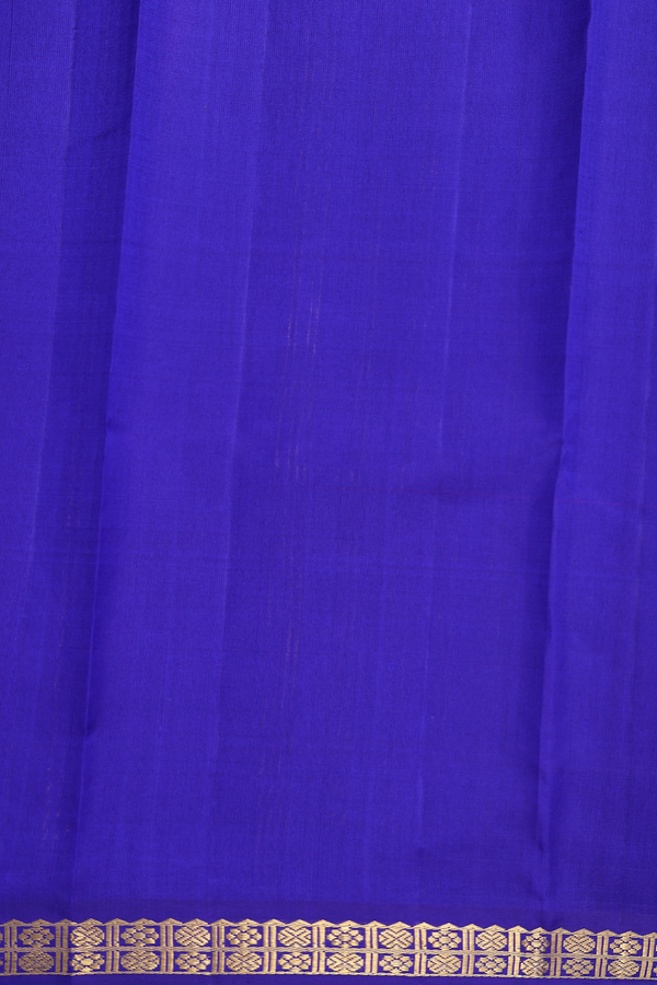 Kanchipuram Silk Saree In Plain Royal Blue With Zari Border