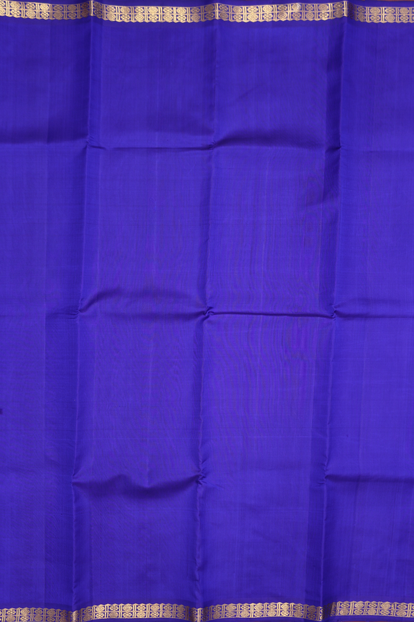 Kanchipuram Silk Saree In Plain Royal Blue With Zari Border