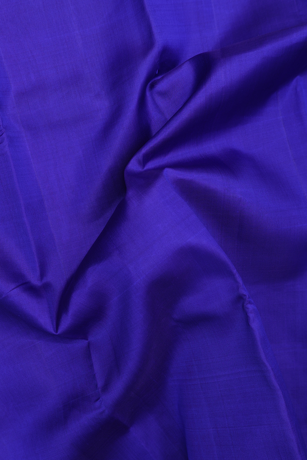 Kanchipuram Silk Saree In Plain Royal Blue With Zari Border