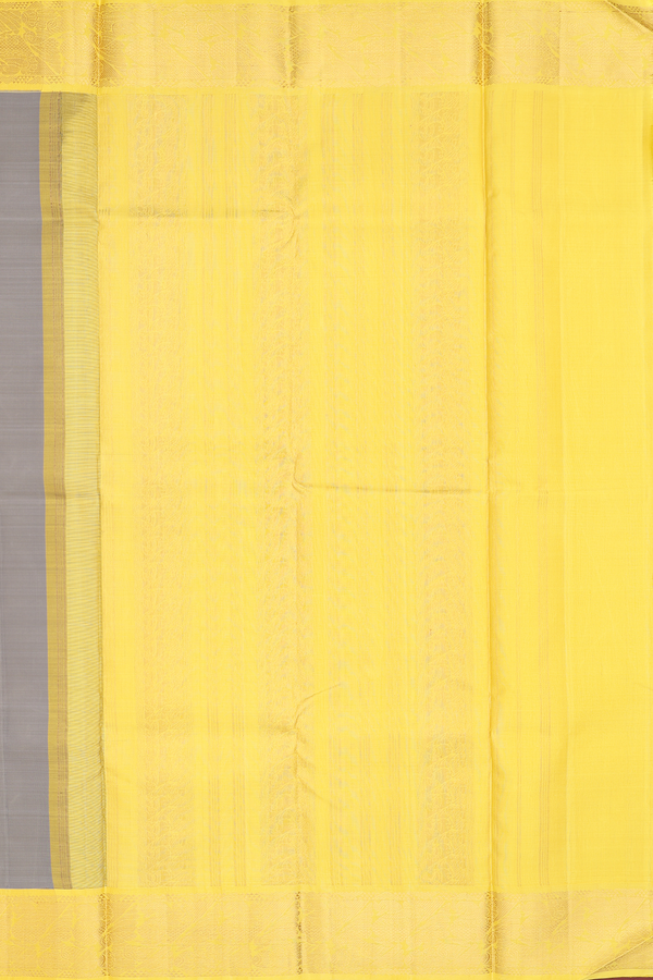 Kanchipuram Silk Saree In Plain Sage Green With Korvai Border
