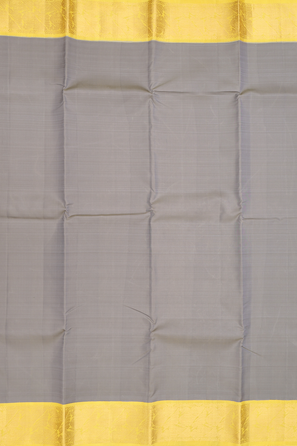 Kanchipuram Silk Saree In Plain Sage Green With Korvai Border