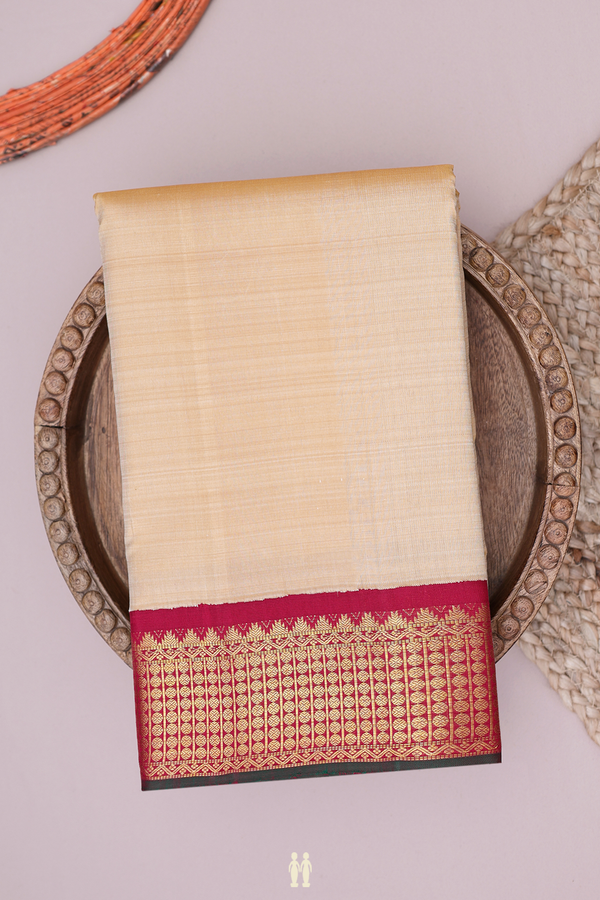 Kanchipuram Silk Saree In Plain Tan With Korvai Border