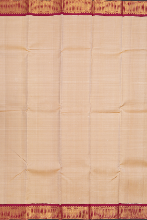 Kanchipuram Silk Saree In Plain Tan With Korvai Border