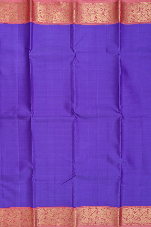 Kanchipuram Silk Saree In Plain Violet With Korvai Border