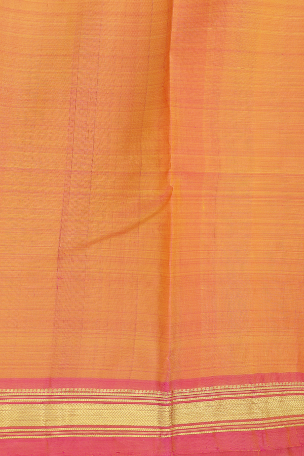Kanchipuram Silk Saree In Plain Yellow With Contrast Border