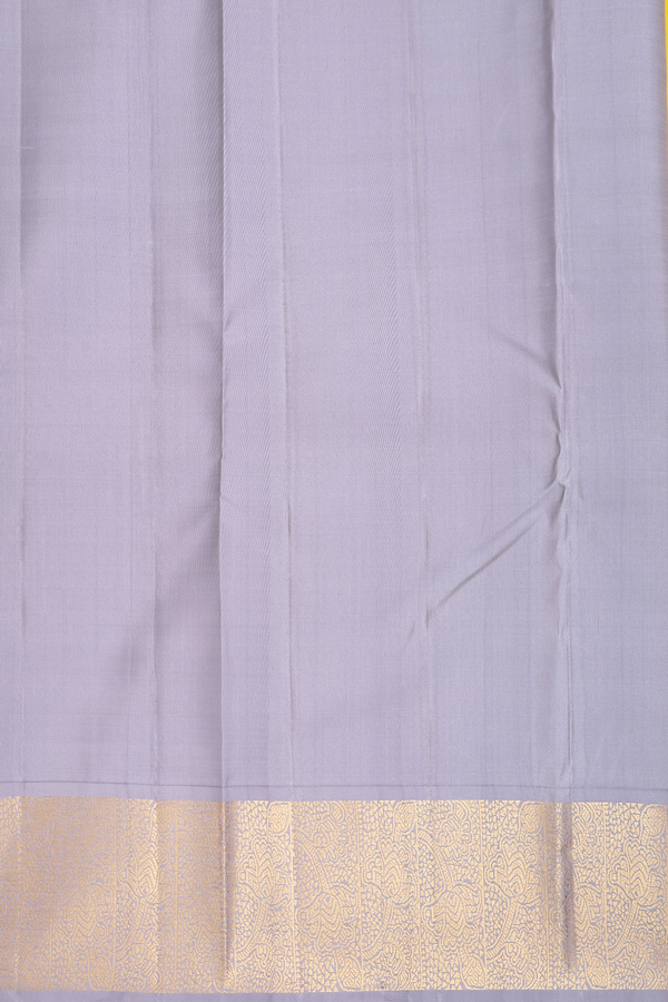 Kanchipuram Silk Saree In Plain Yellow With Korvai Border