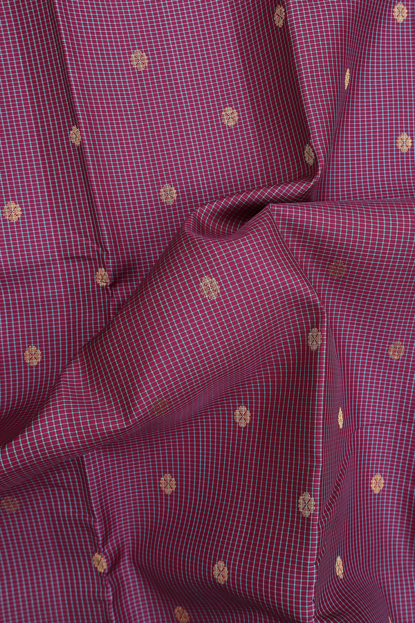 Kanchipuram Silk Saree In Plum Brown With Checks Design