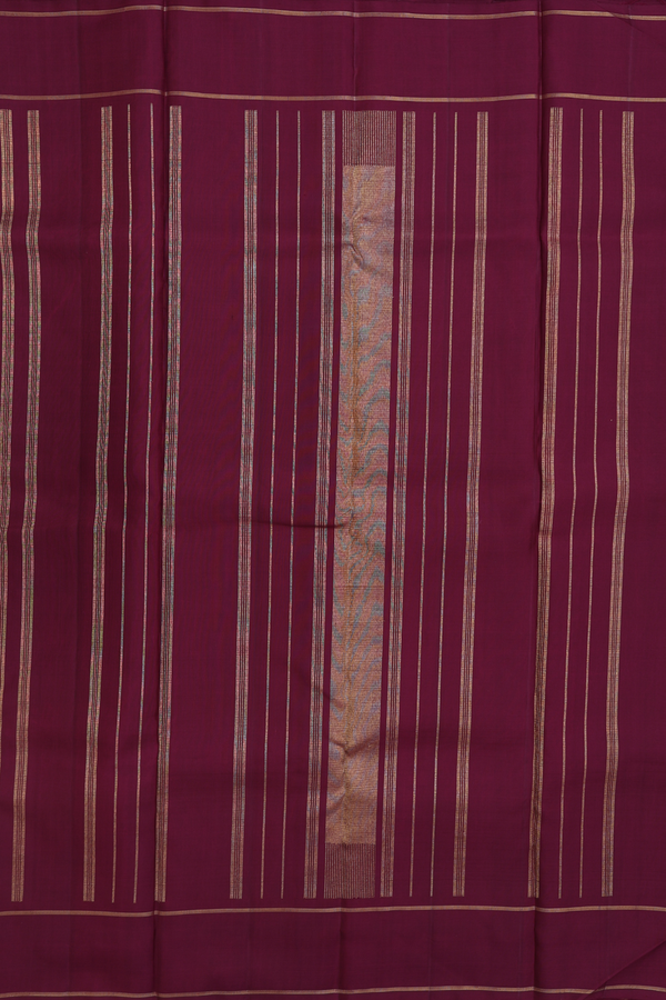 Kanchipuram Silk Saree In Plum Brown With Zari Buttas