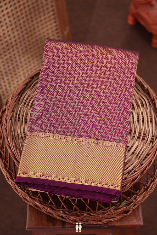 Kanchipuram Silk Saree In Plum Purple With Brocade Design