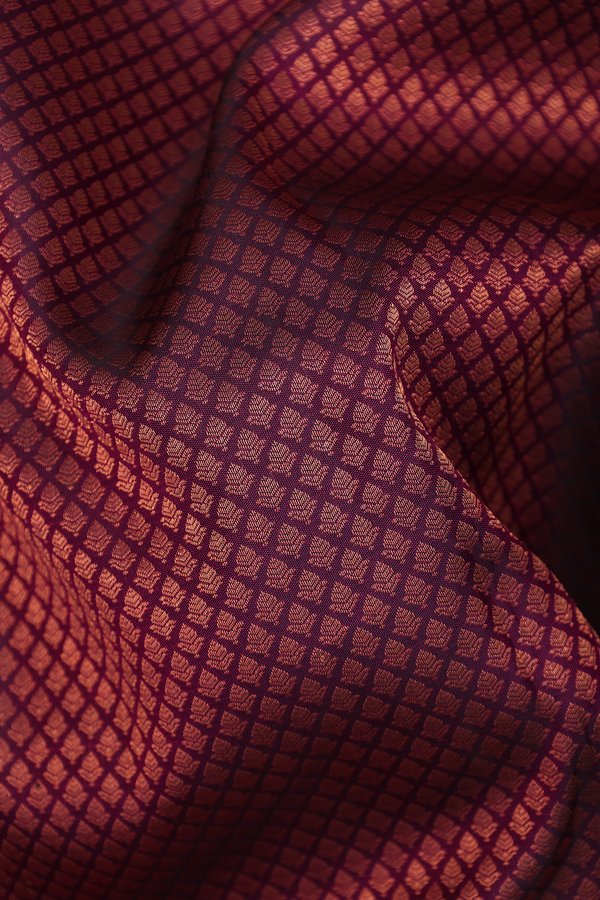 Kanchipuram Silk Saree In Plum Purple With Brocade Design
