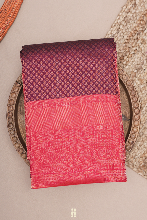 Kanchipuram Silk Saree In Plum Purple With Brocade Design