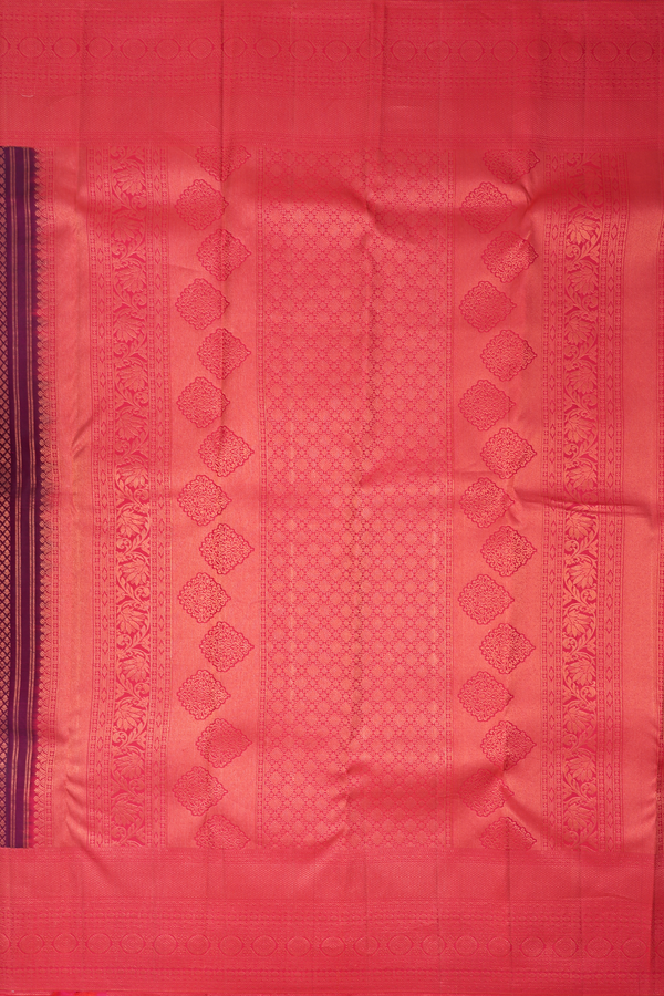 Kanchipuram Silk Saree In Plum Purple With Brocade Design