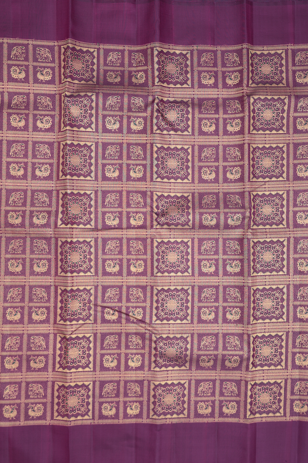 Kanchipuram Silk Saree In Plum Purple With Brocade Design