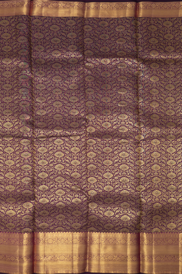 Kanchipuram Silk Saree In Plum Purple With Brocade Design