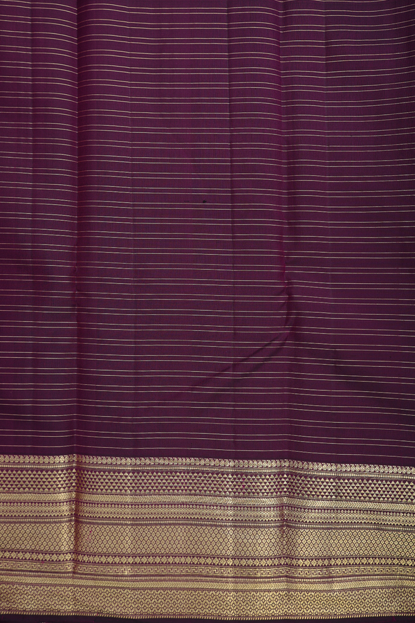 Kanchipuram Silk Saree In Plum Purple With Checks Design