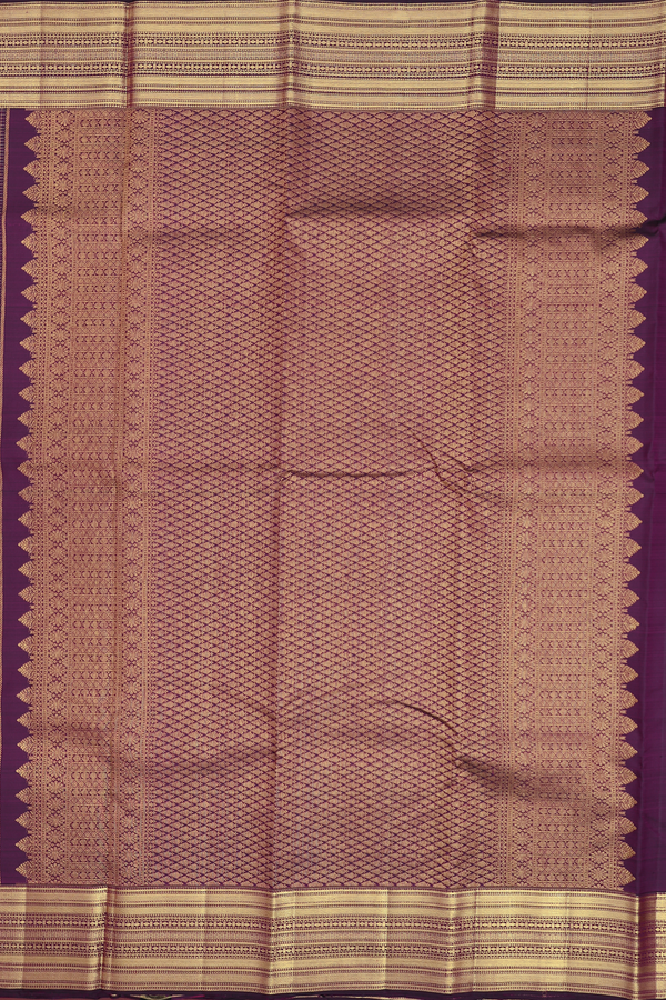 Kanchipuram Silk Saree In Plum Purple With Checks Design