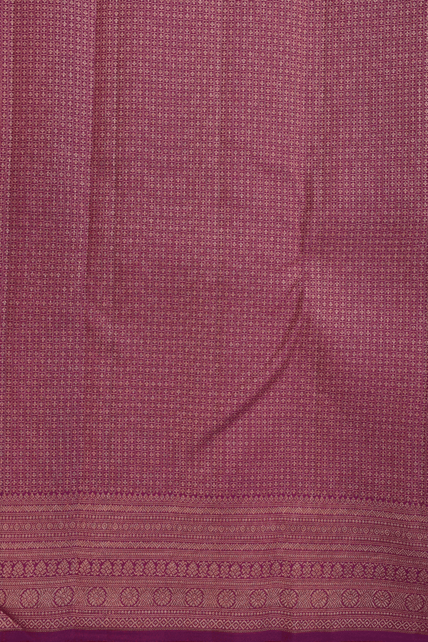 Kanchipuram Silk Saree In Plum Purple With Checks Design