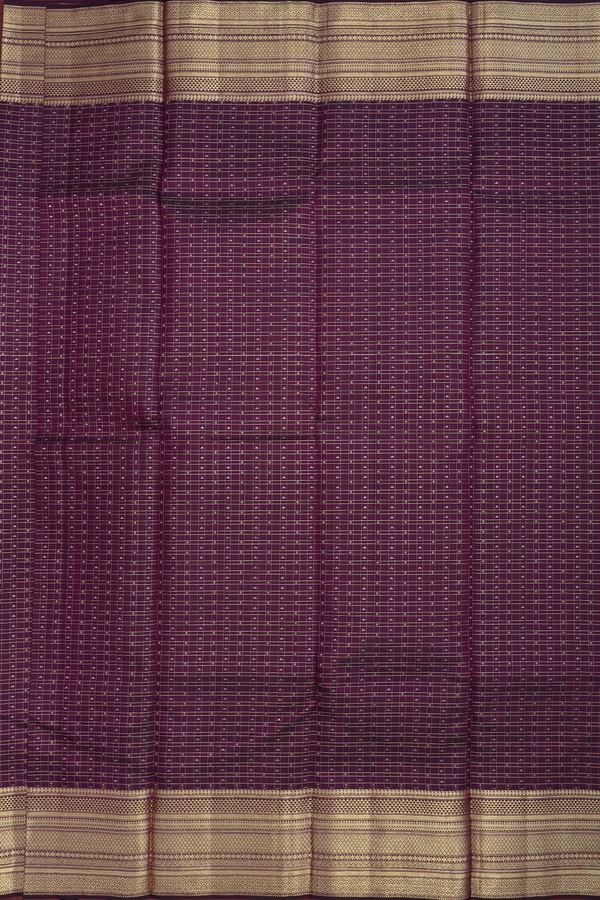 Kanchipuram Silk Saree In Plum Purple With Checks Design