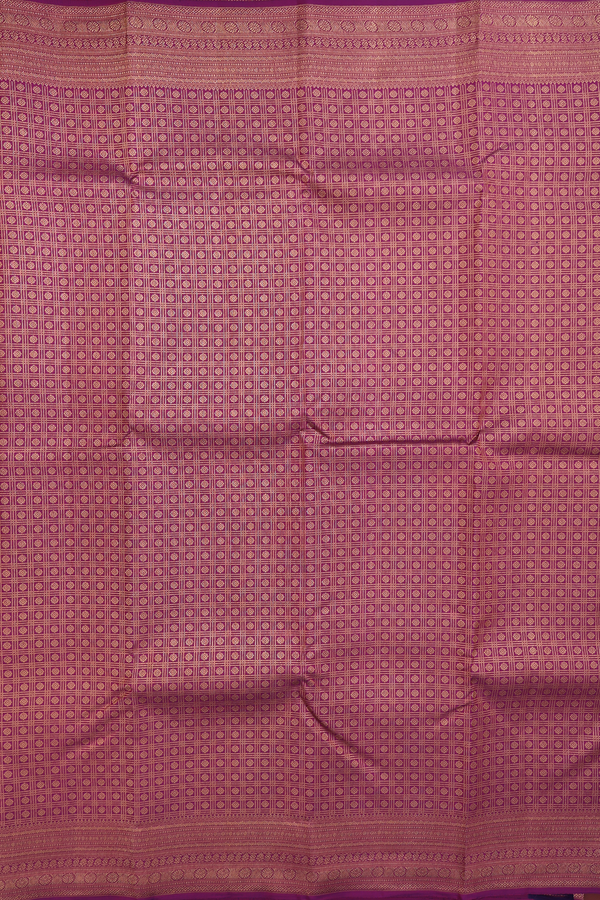 Kanchipuram Silk Saree In Plum Purple With Checks Design