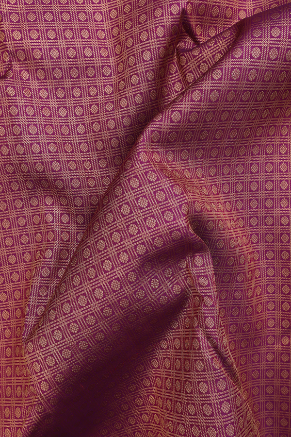 Kanchipuram Silk Saree In Plum Purple With Checks Design