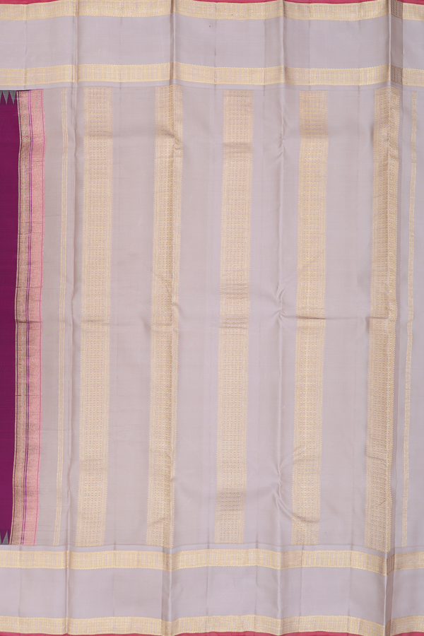 Kanchipuram Silk Saree In Plum Purple With Contrast Border