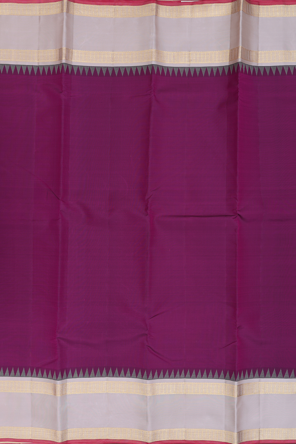 Kanchipuram Silk Saree In Plum Purple With Contrast Border