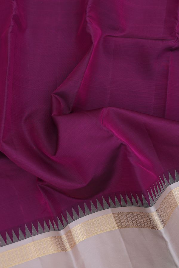 Kanchipuram Silk Saree In Plum Purple With Contrast Border