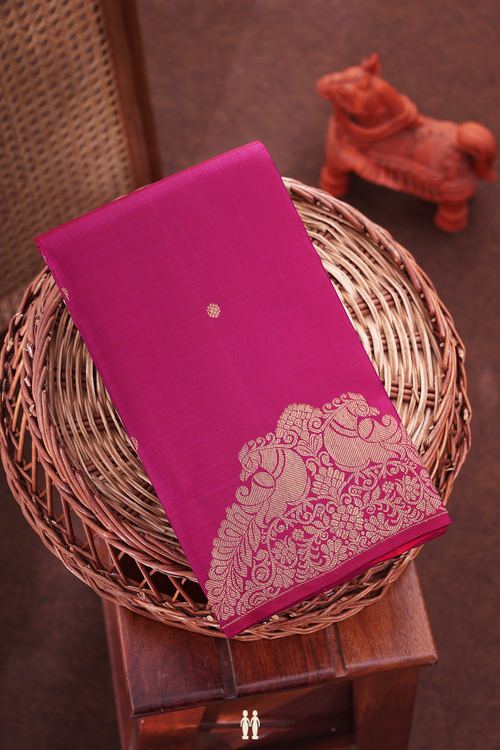 Kanchipuram Silk Saree In Berry Purple With Floral Buttas