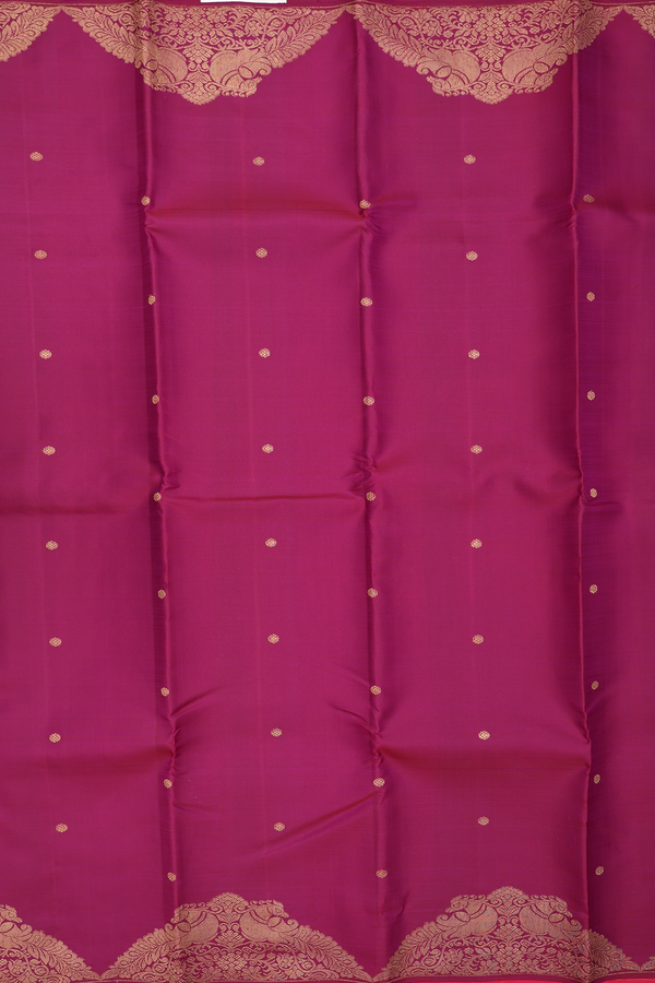 Kanchipuram Silk Saree In Berry Purple With Floral Buttas