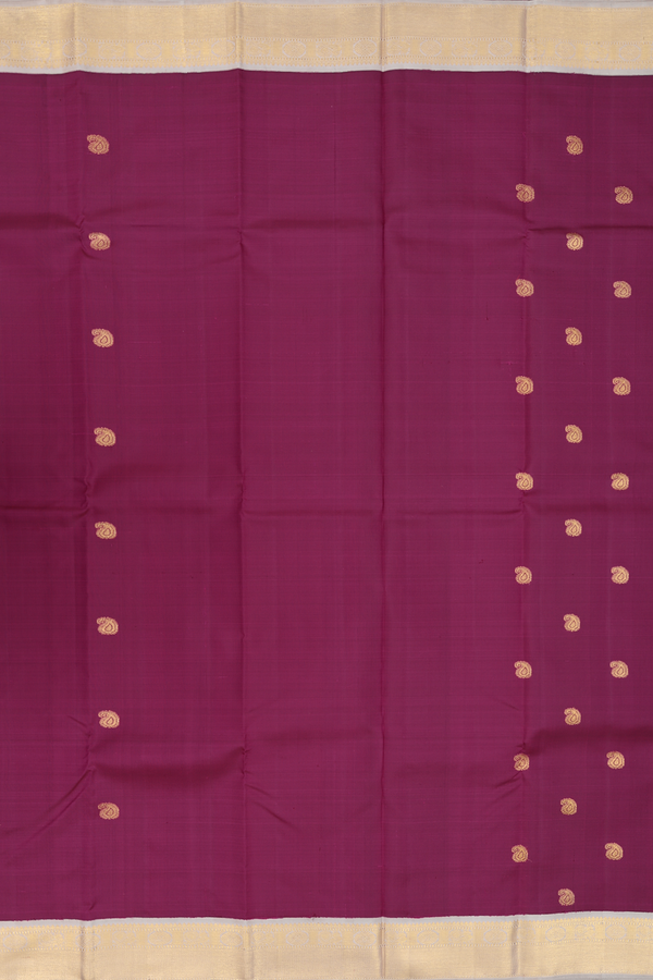 Kanchipuram Silk Saree In Plum Purple With Floral Buttas