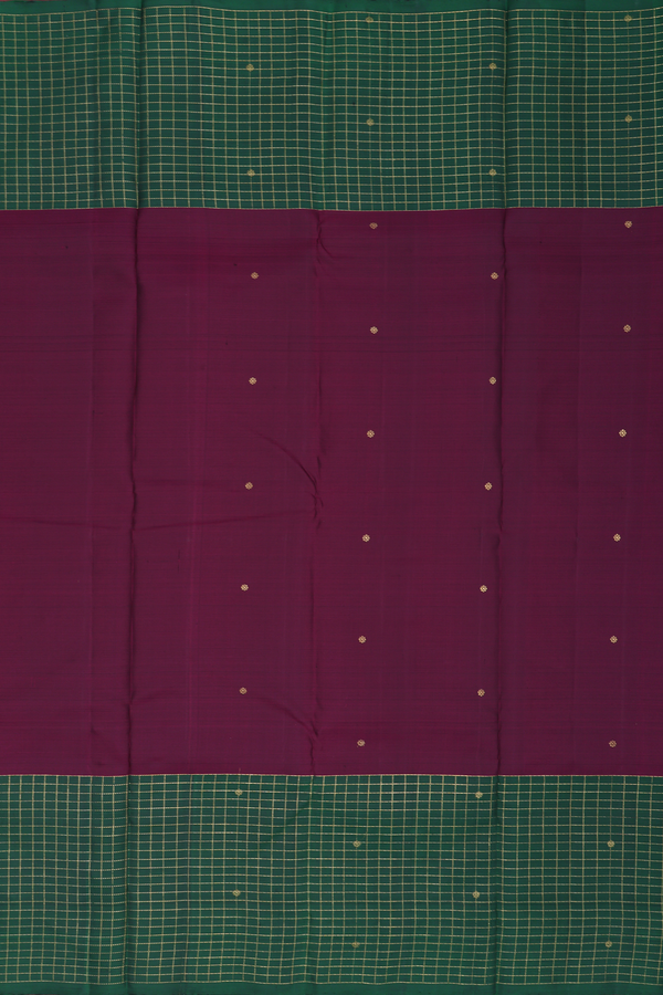 Kanchipuram Silk Saree In Plum Purple With Floral Buttis