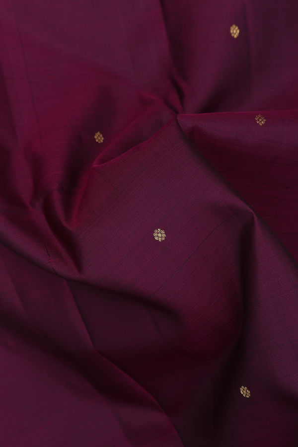 Kanchipuram Silk Saree In Plum Purple With Floral Buttis