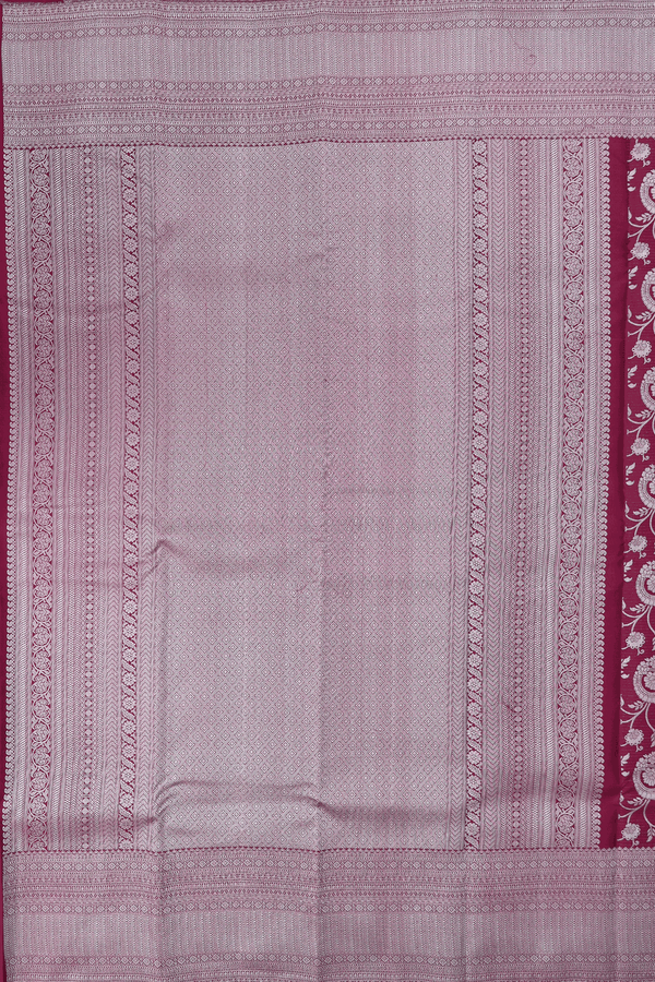 Kanchipuram Silk Saree In Plum Purple With Floral Design