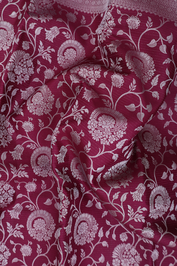 Kanchipuram Silk Saree In Plum Purple With Floral Design