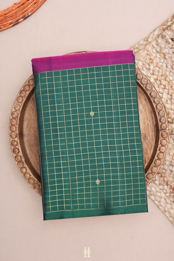 Kanchipuram Silk Saree In Plum Purple With Floral Zari Buttis