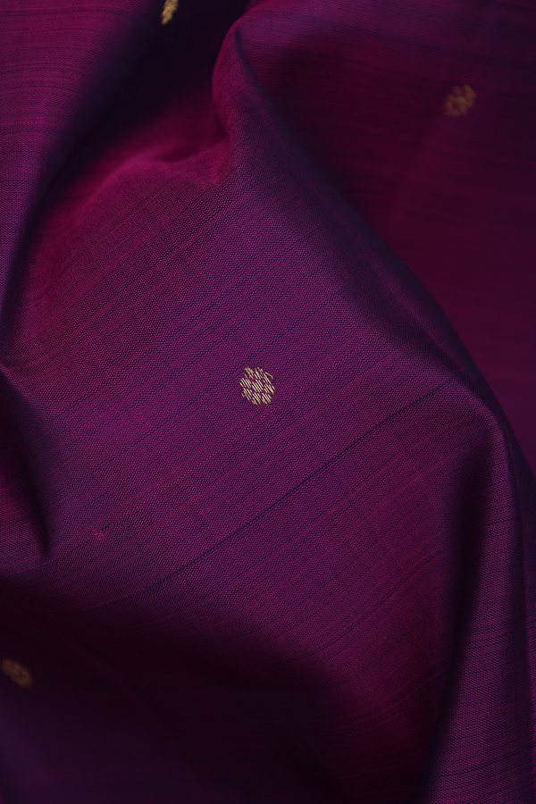 Kanchipuram Silk Saree In Plum Purple With Floral Zari Buttis