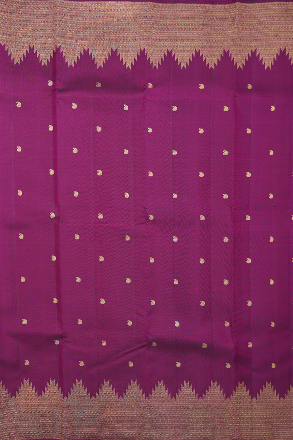 Kanchipuram Silk Saree In Plum Purple With Paisley Buttas