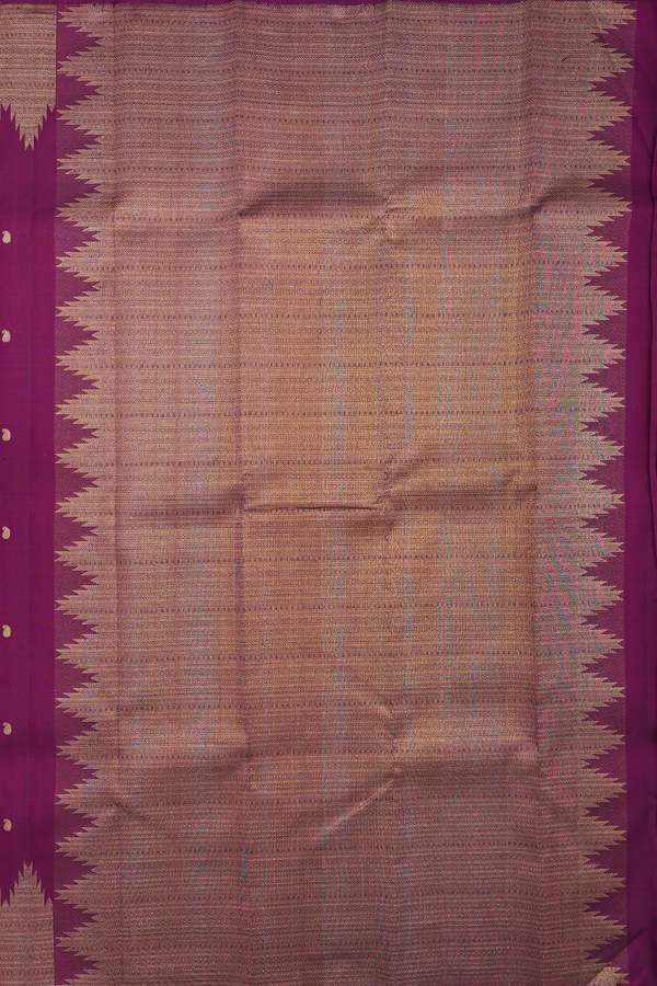 Kanchipuram Silk Saree In Plum Purple With Paisley Buttas