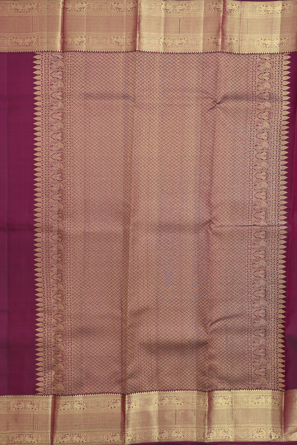 Kanchipuram Silk Saree In Plum Purple With Peacock Border