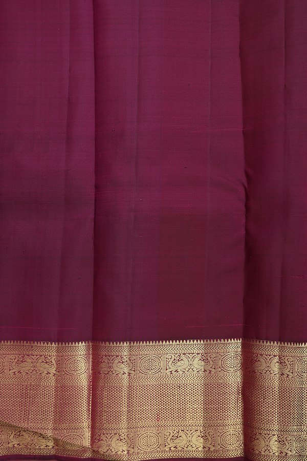 Kanchipuram Silk Saree In Plum Purple With Peacock Border